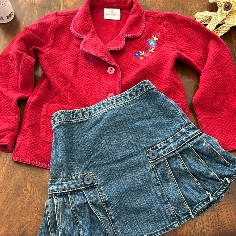 Hanna Anderson sz 100 Jacket and skirt set 4T 4